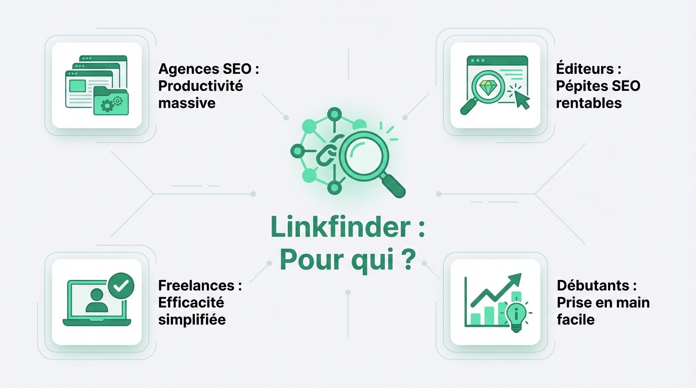 Profils d'utilisateurs cibles pour l'outil de netlinking Linkfinder